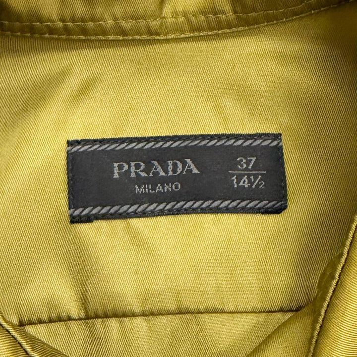 Great PRADA Long sleeve shirt Triangle logo Re-Nylon khaki mens 37 UCN572