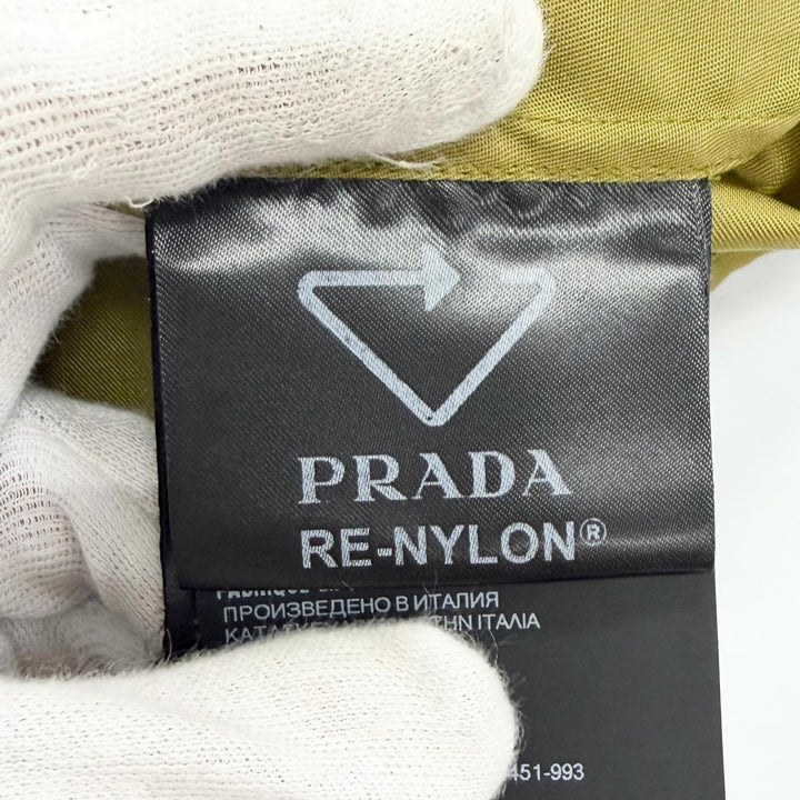 Great PRADA Long sleeve shirt Triangle logo Re-Nylon khaki mens 37 UCN572