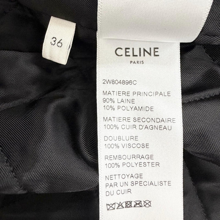 Excellent CELINE Stajan Classic Teddy Jacket Triomphe Leather 36 2W804896C