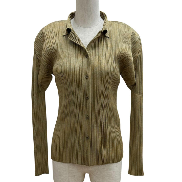 Excellent PLEATS PLEASE two-piece set Khaki polyester PP89-Jk724/PP84-JF743