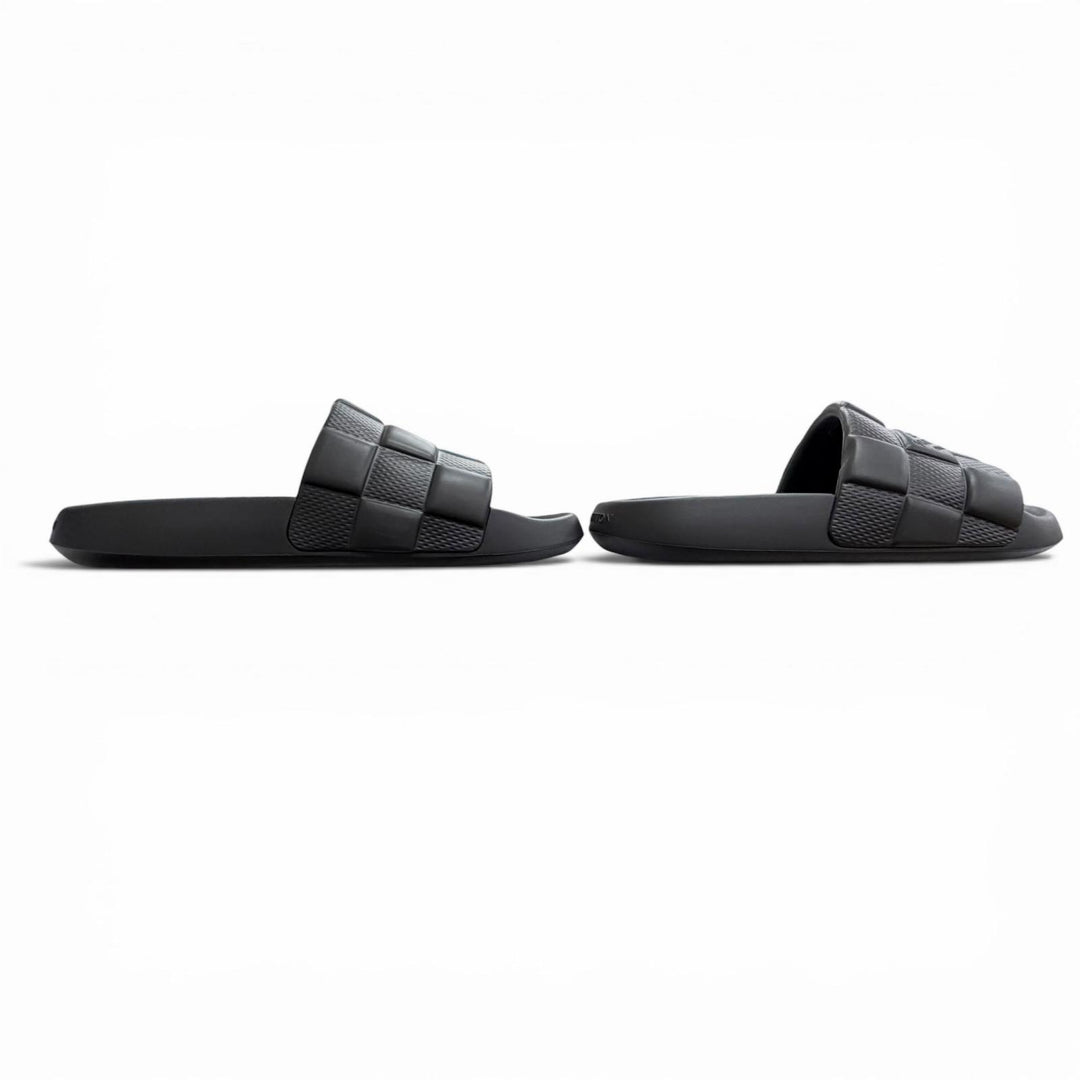 Excellent LOUIS VUITTON Sandals Damier Slide black rubber mens 8