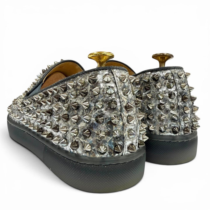 Excellent Christian Louboutin Slip-on Rollerboat spike studs Silver leather 42