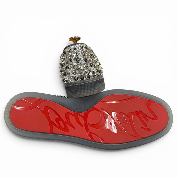 Excellent Christian Louboutin Slip-on Rollerboat spike studs Silver leather 42