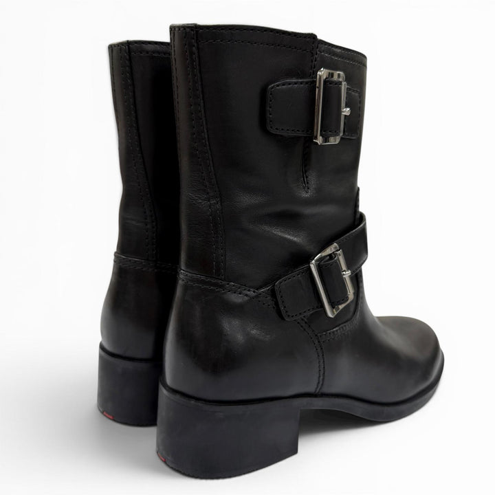 Great PRADA short boots Belt-design leather biker boots, engineer boots, 35.5