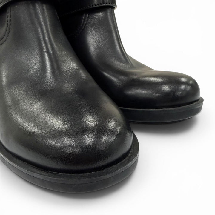 Great PRADA short boots Belt-design leather biker boots, engineer boots, 35.5