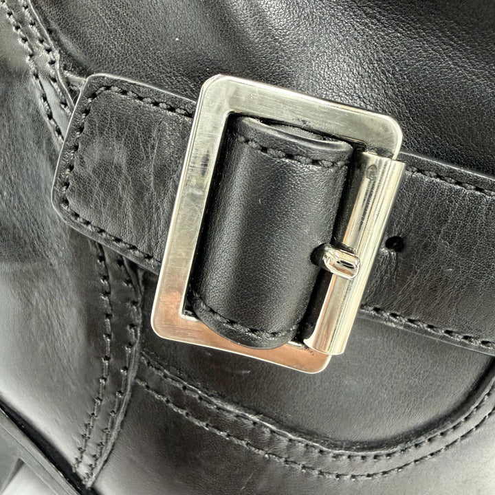 Great PRADA short boots Belt-design leather biker boots, engineer boots, 35.5