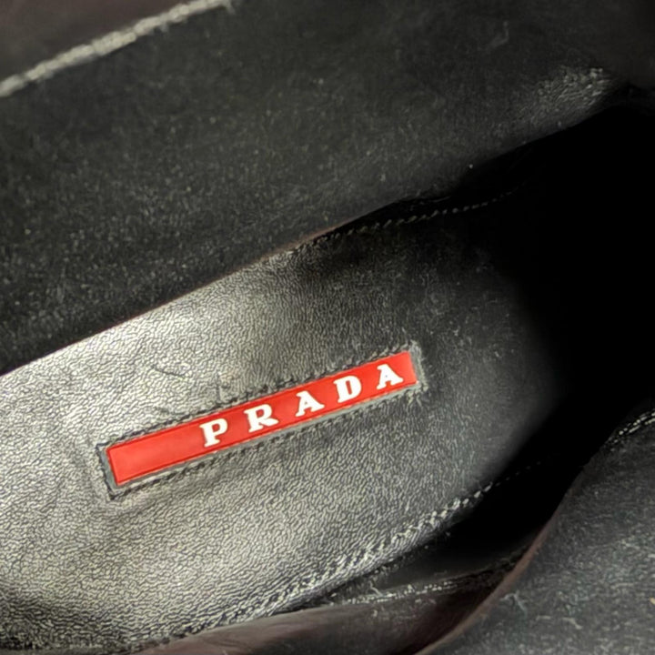 Great PRADA short boots Belt-design leather biker boots, engineer boots, 35.5