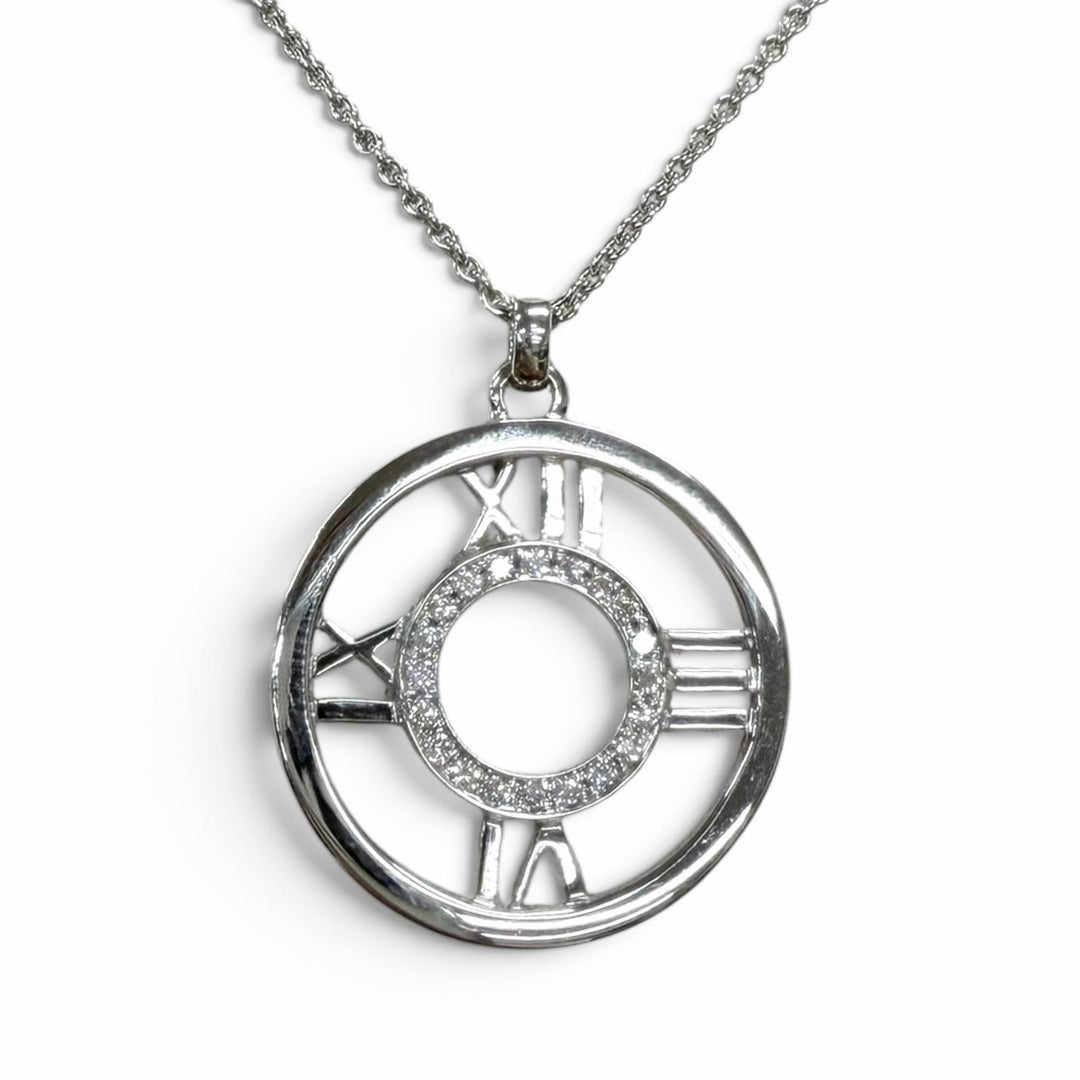 Great TIFFANY&Co. Necklace Atlas Open Medallion White gold 750 Women