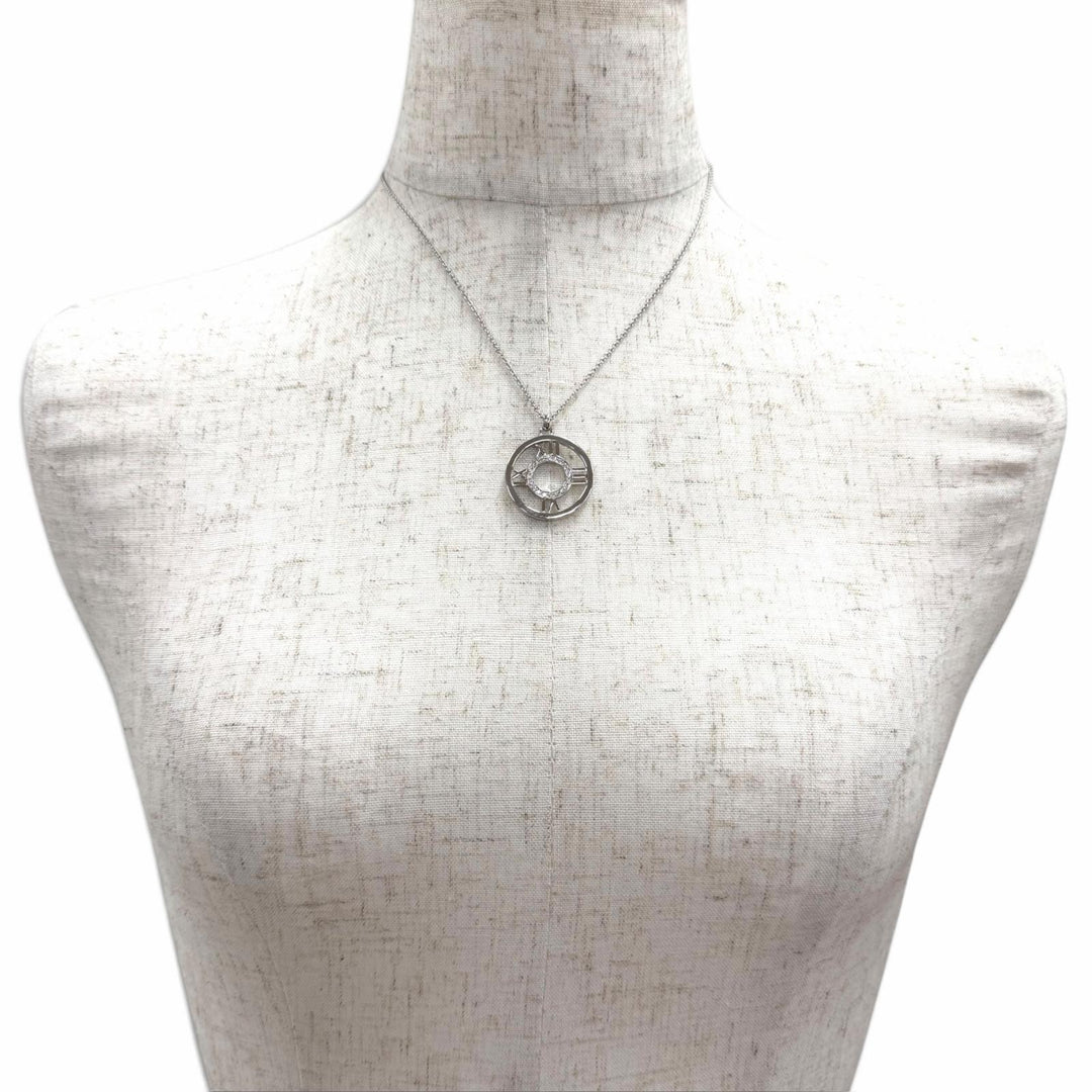 Great TIFFANY&Co. Necklace Atlas Open Medallion White gold 750 Women