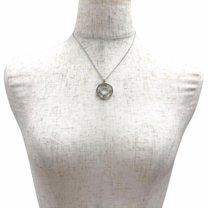 Great TIFFANY&Co. Necklace Atlas Open Medallion White gold 750 Women