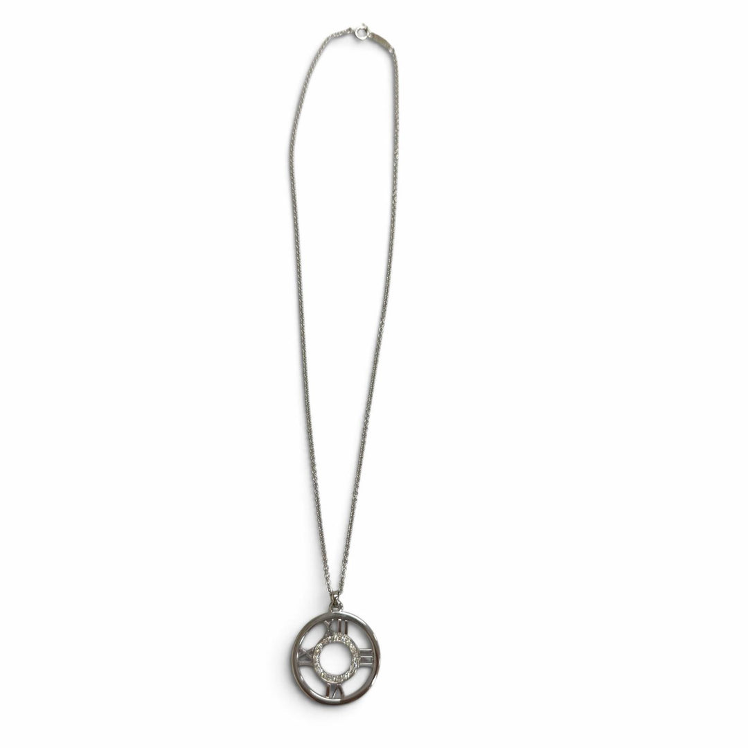 Great TIFFANY&Co. Necklace Atlas Open Medallion White gold 750 Women