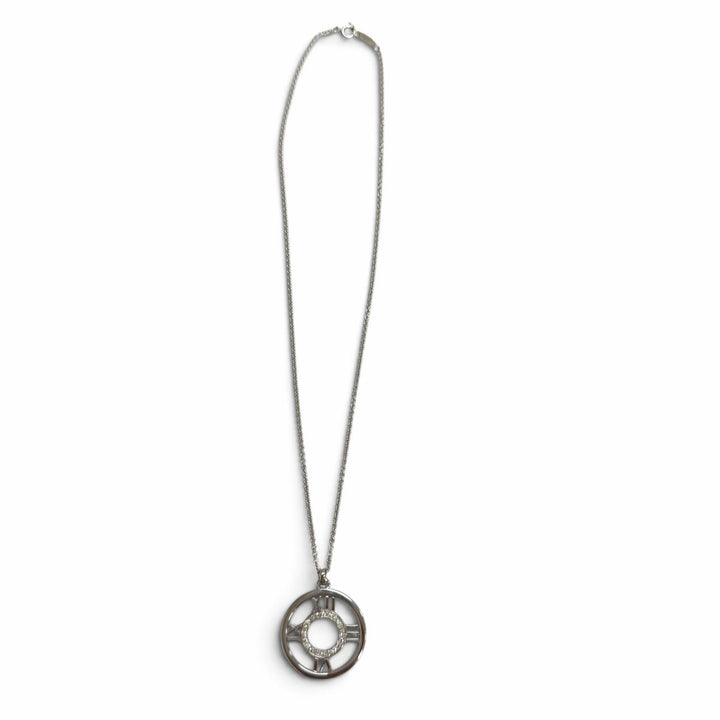 Great TIFFANY&Co. Necklace Atlas Open Medallion White gold 750 Women