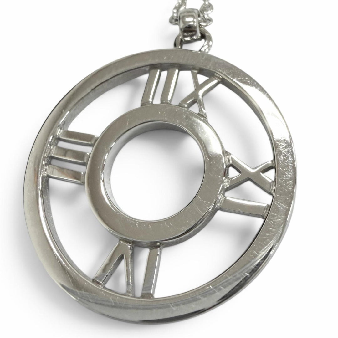 Great TIFFANY&Co. Necklace Atlas Open Medallion White gold 750 Women