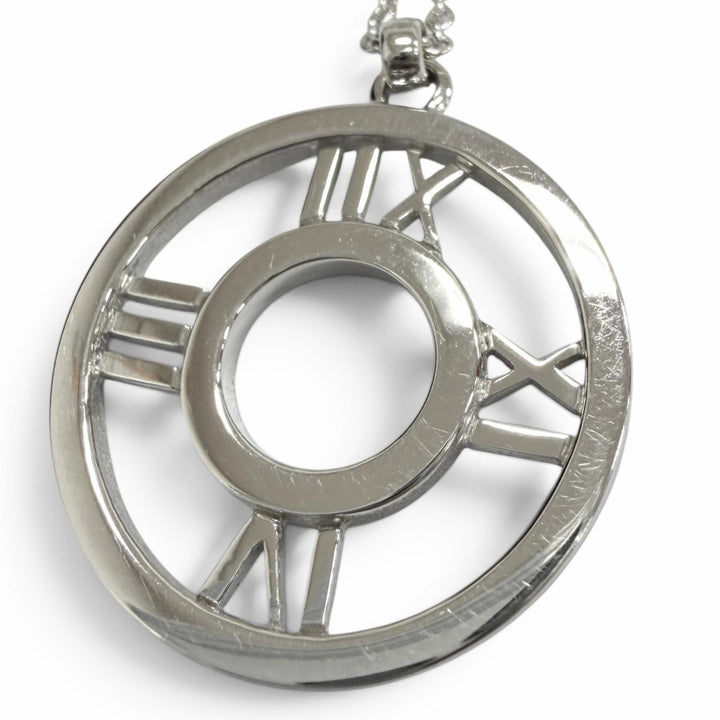 Great TIFFANY&Co. Necklace Atlas Open Medallion White gold 750 Women