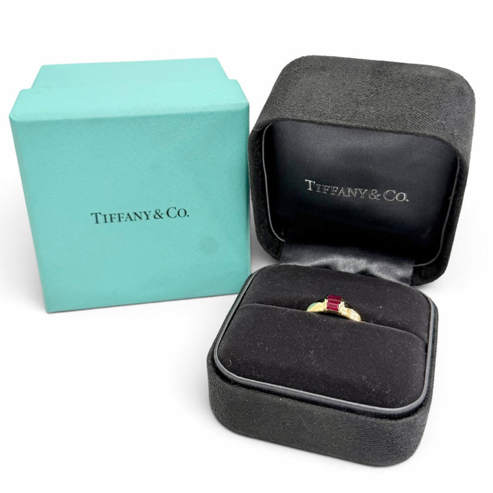 Excellent TIFFANY&Co. Ring ring Stackable 3-Piece Ruby Ring, 750 (Yellow Gold)