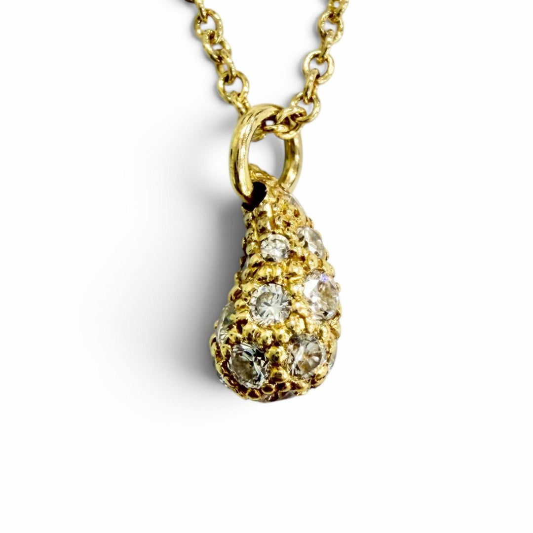 Great TIFFANY&Co. Teardrop Mini Pave Diamond Necklace in 750 (Yellow Gold)