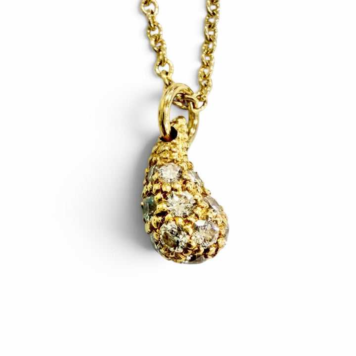 Great TIFFANY&Co. Teardrop Mini Pave Diamond Necklace in 750 (Yellow Gold)