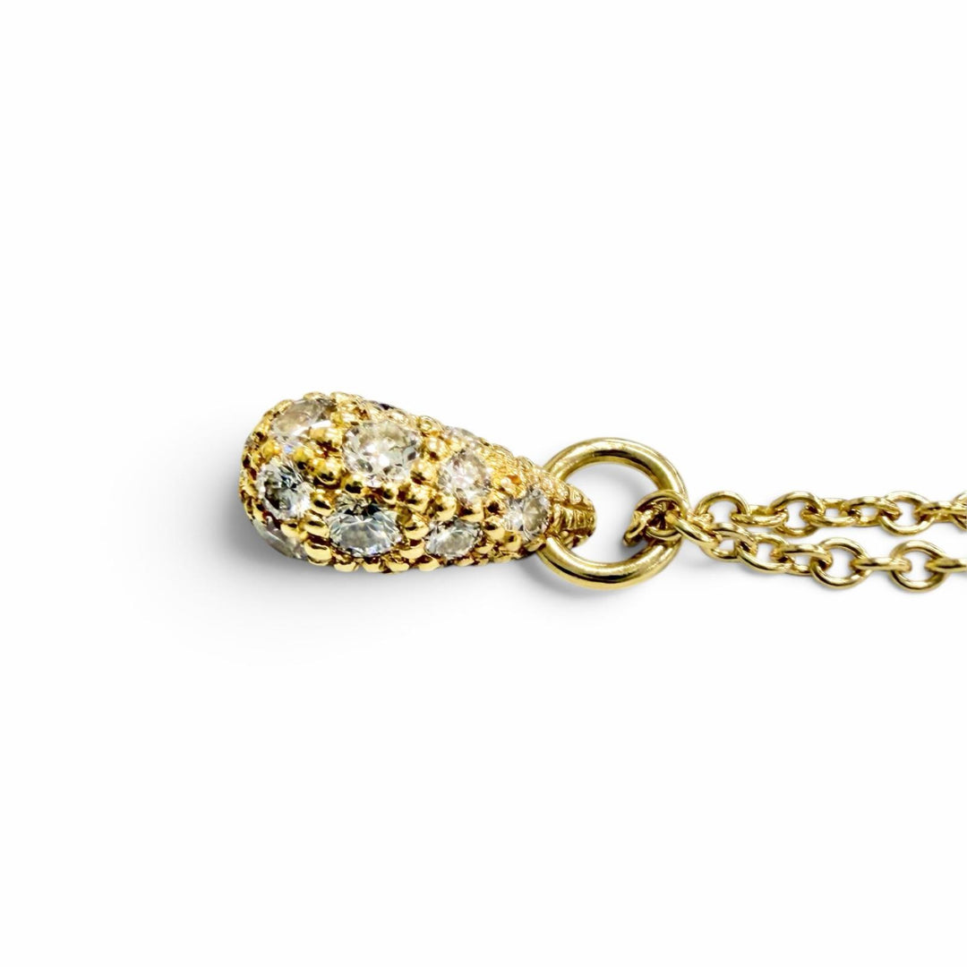 Great TIFFANY&Co. Teardrop Mini Pave Diamond Necklace in 750 (Yellow Gold)
