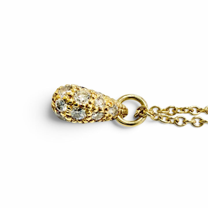 Great TIFFANY&Co. Teardrop Mini Pave Diamond Necklace in 750 (Yellow Gold)