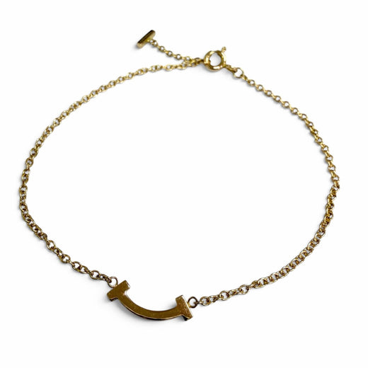 Excellent TIFFANY&Co. bracelet T Smile Mini Pink gold AU750 Women