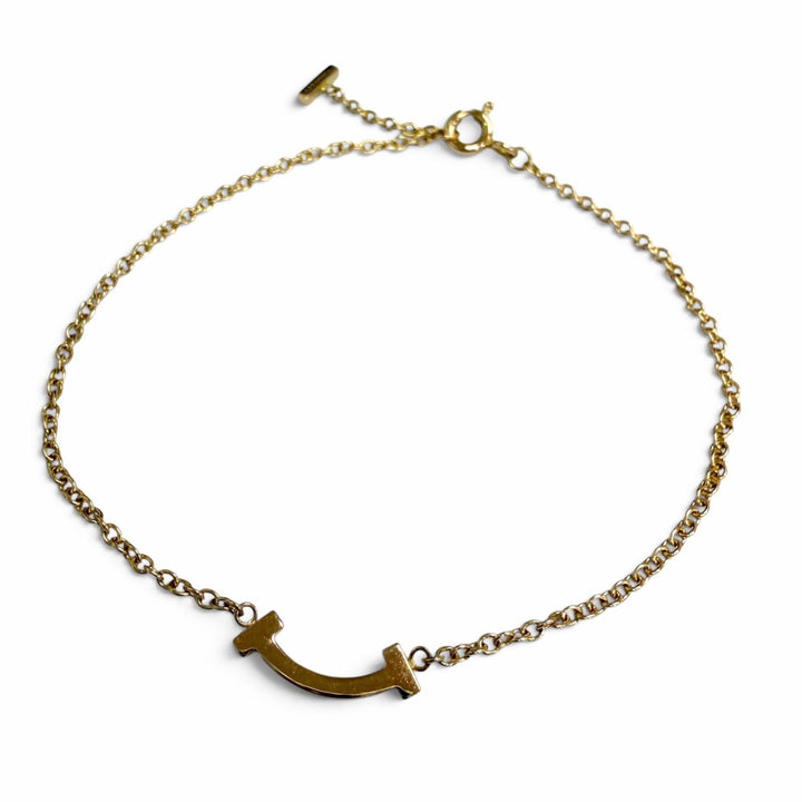 Excellent TIFFANY&Co. bracelet T Smile Mini Pink gold AU750 Women