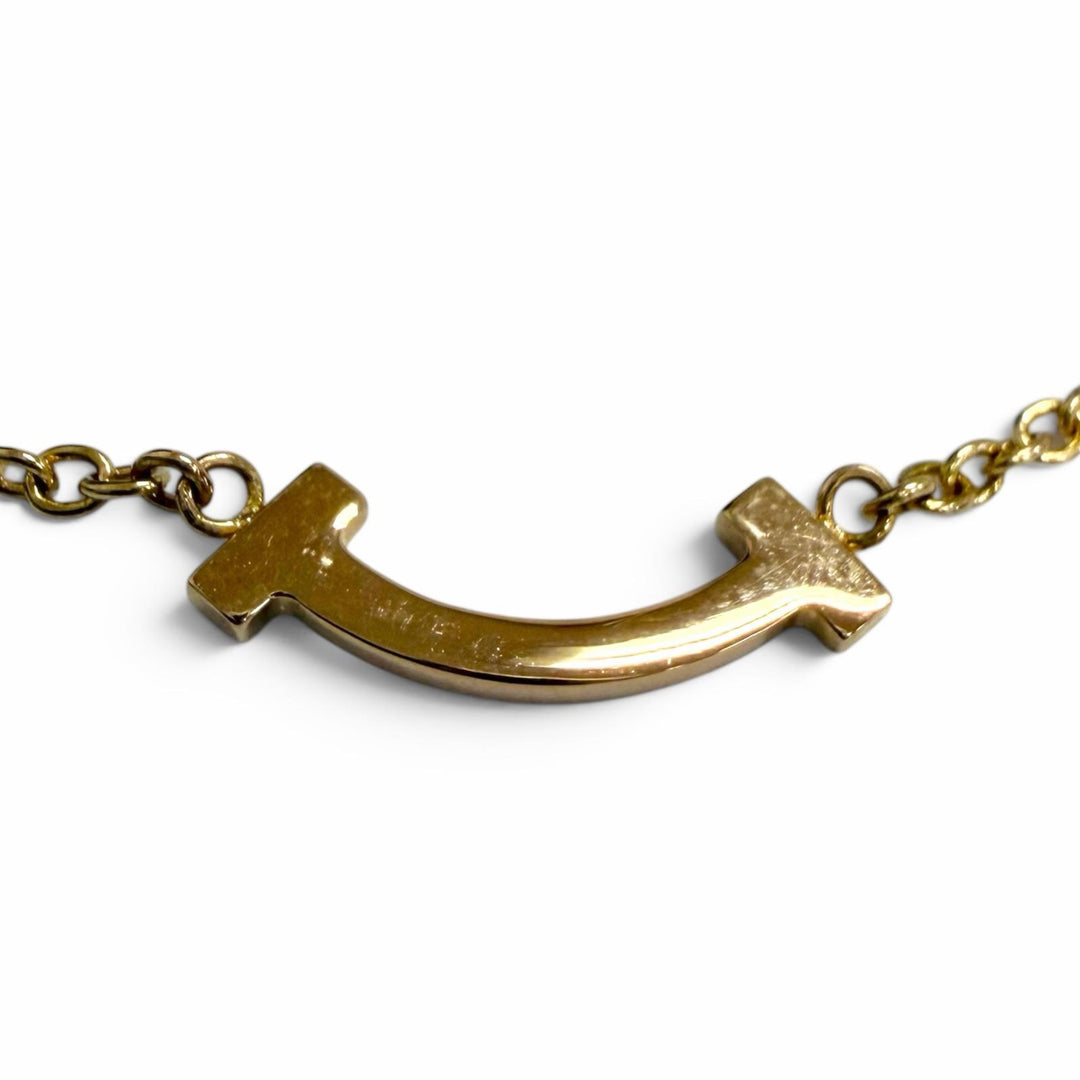 Excellent TIFFANY&Co. bracelet T Smile Mini Pink gold AU750 Women