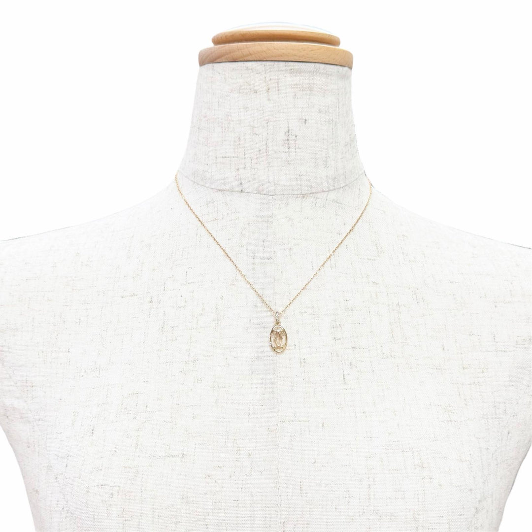 Great Cartier Necklace Logo Double C 5P Diamond Necklace 750 (PG) SZ7496
