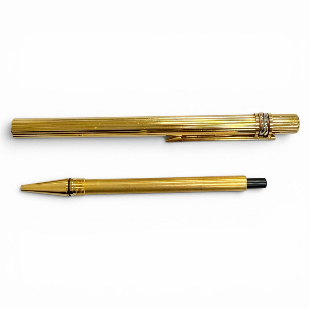 Great Cartier Ballpoint pen Trinity Stripe Pattern Twist Type gold mens