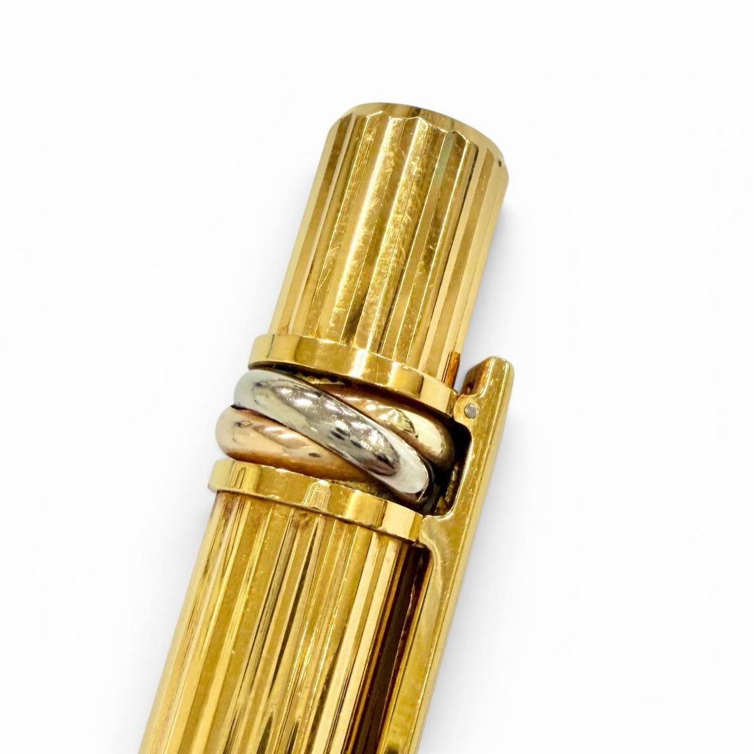 Great Cartier Ballpoint pen Trinity Stripe Pattern Twist Type gold mens