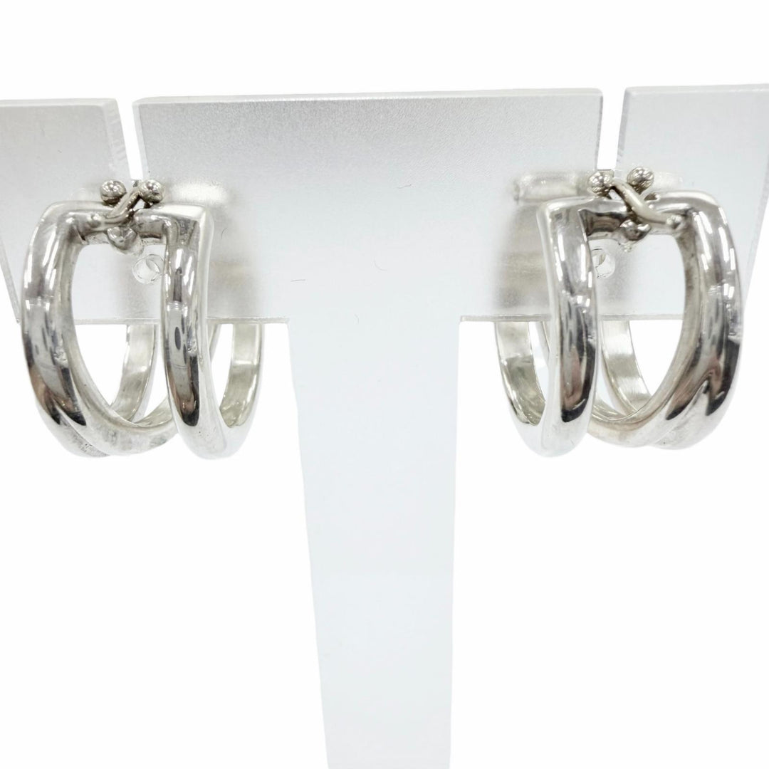 Great TIFFANY&Co. Pierce Diagonal hoop earrings accessories Silver 925 Women