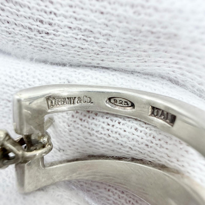 Great TIFFANY&Co. Pierce Diagonal hoop earrings accessories Silver 925 Women