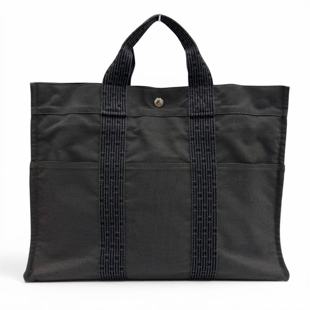 Great HERMES Tote Bag Her LineMM Serie button gray polyamide Women