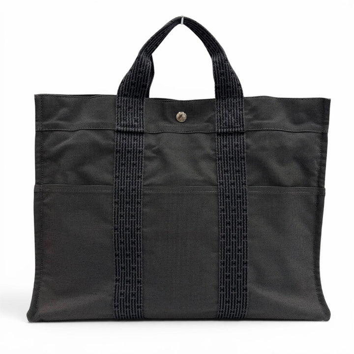 Great HERMES Tote Bag Her LineMM Serie button gray polyamide Women