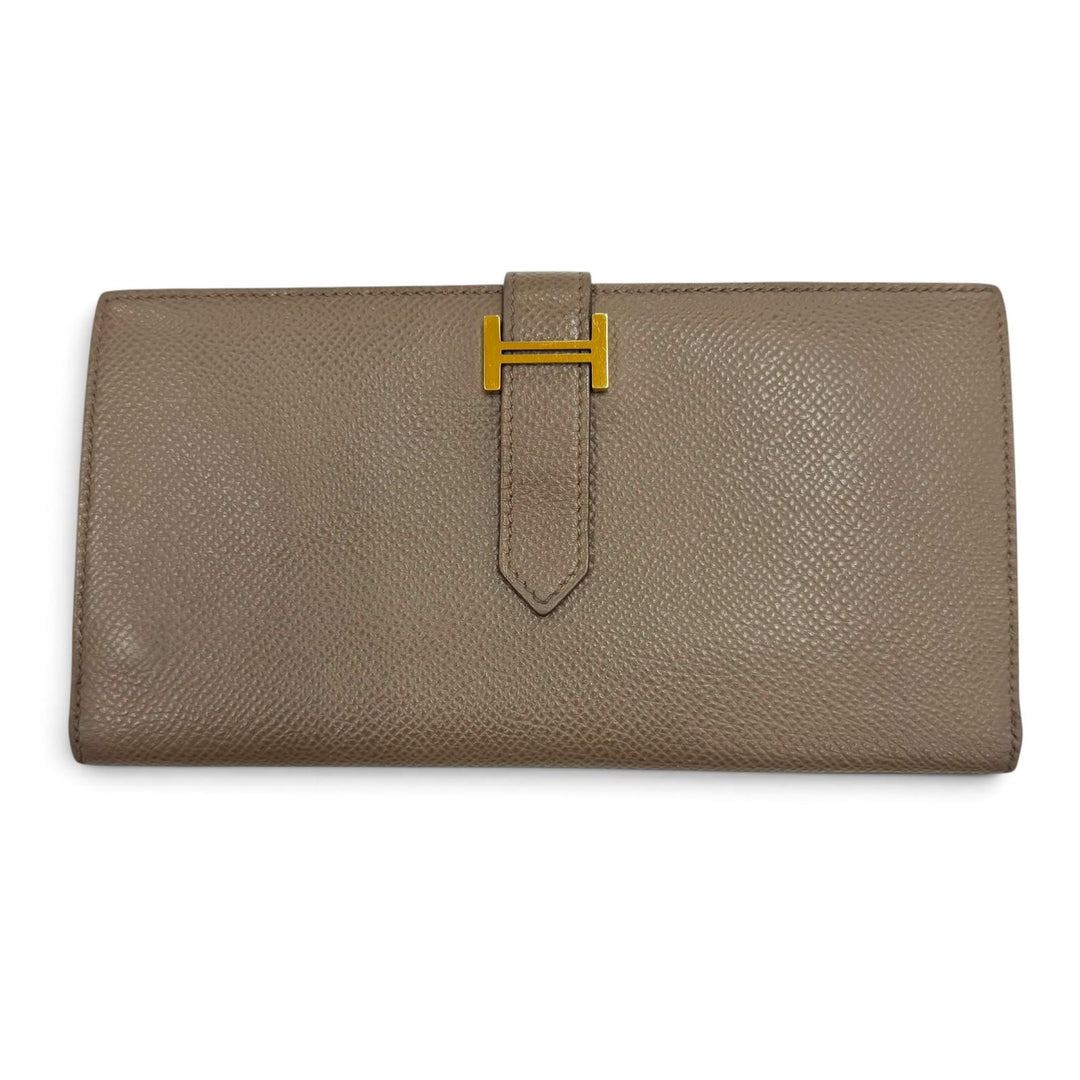Very Good HERMES Purse Beansufla Long wallet Epsom Leather mens