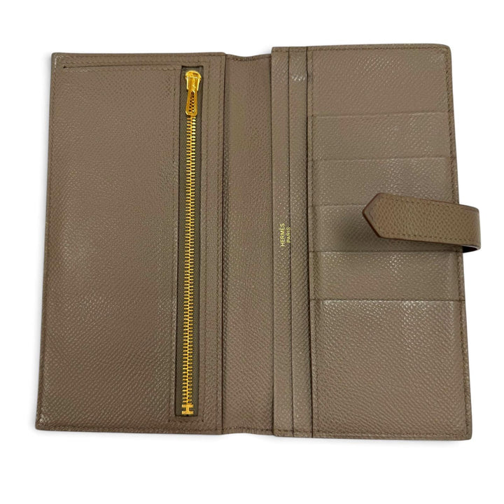 Very Good HERMES Purse Beansufla Long wallet Epsom Leather mens