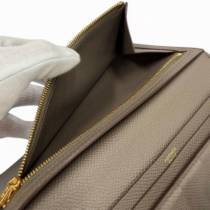 Very Good HERMES Purse Beansufla Long wallet Epsom Leather mens