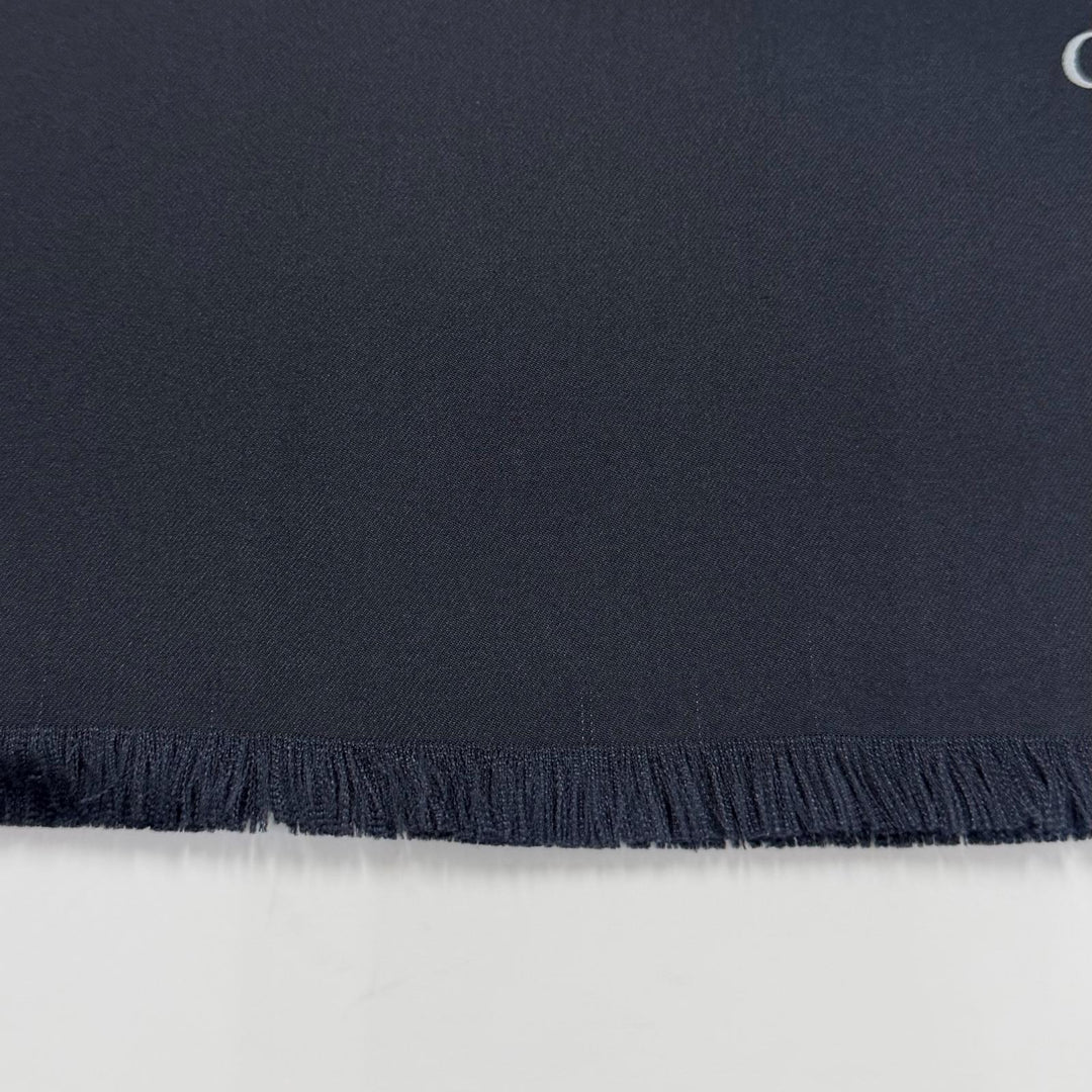 Excellent Christian Dior Stall Oblique Trotter Pattern Fringe Navy silk Women