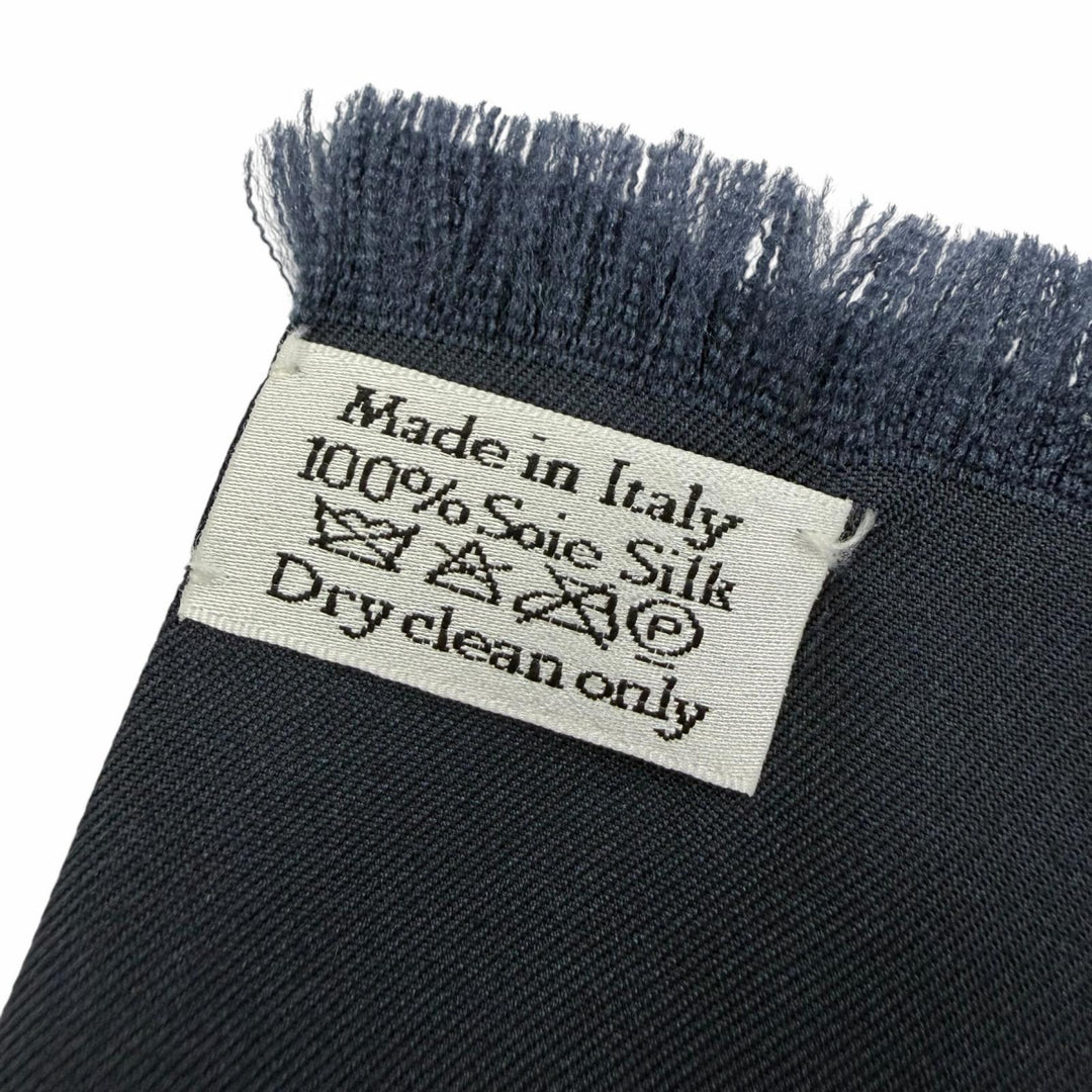 Excellent Christian Dior Stall Oblique Trotter Pattern Fringe Navy silk Women