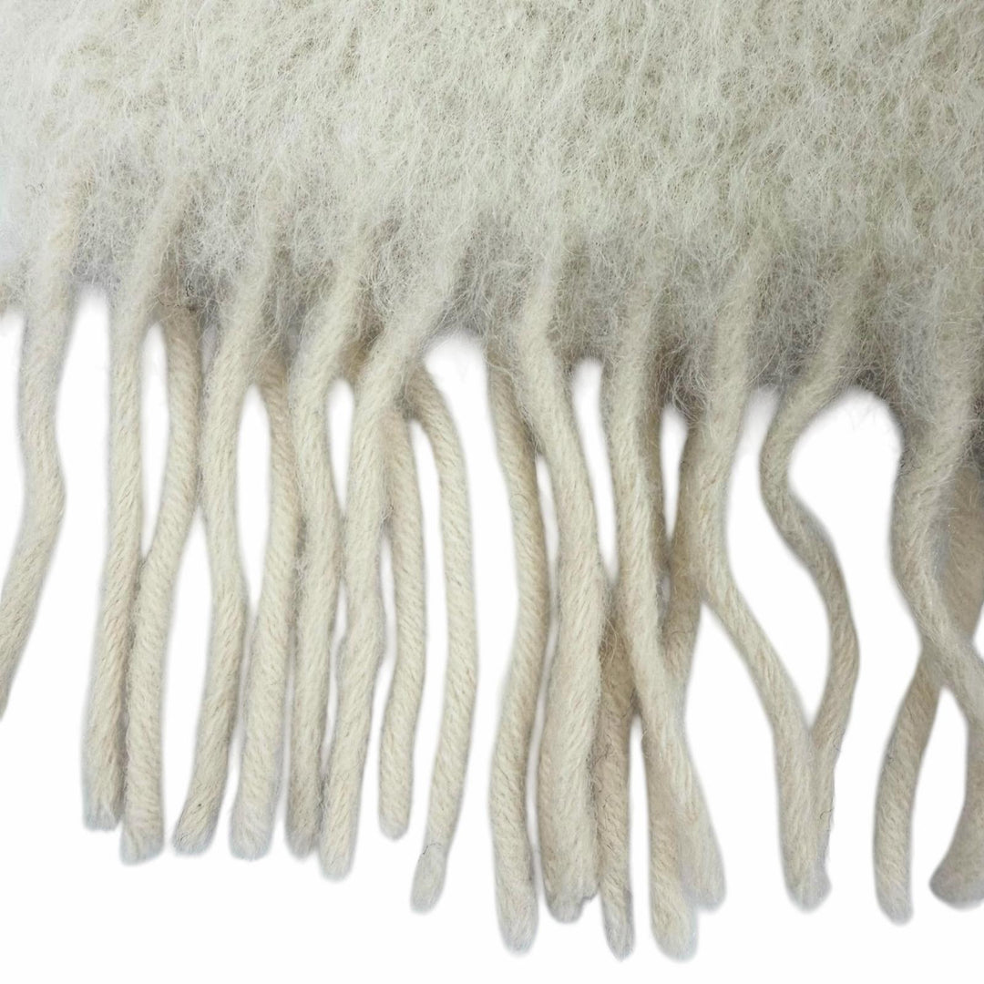 Excellent LOEWE Scarf Fringe with Anagram leather patch Ivory mohair Women
