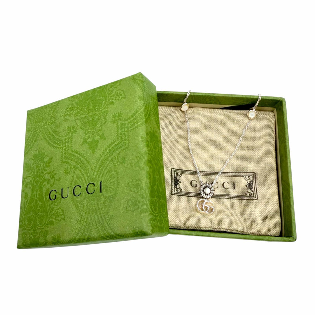 Great GUCCI Necklace Double G Necklace Silver AG925 Women