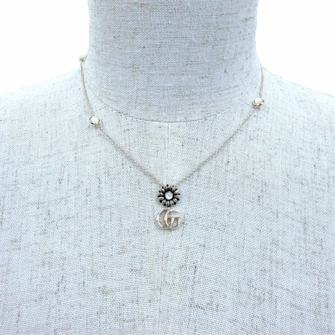 Great GUCCI Necklace Double G Necklace Silver AG925 Women