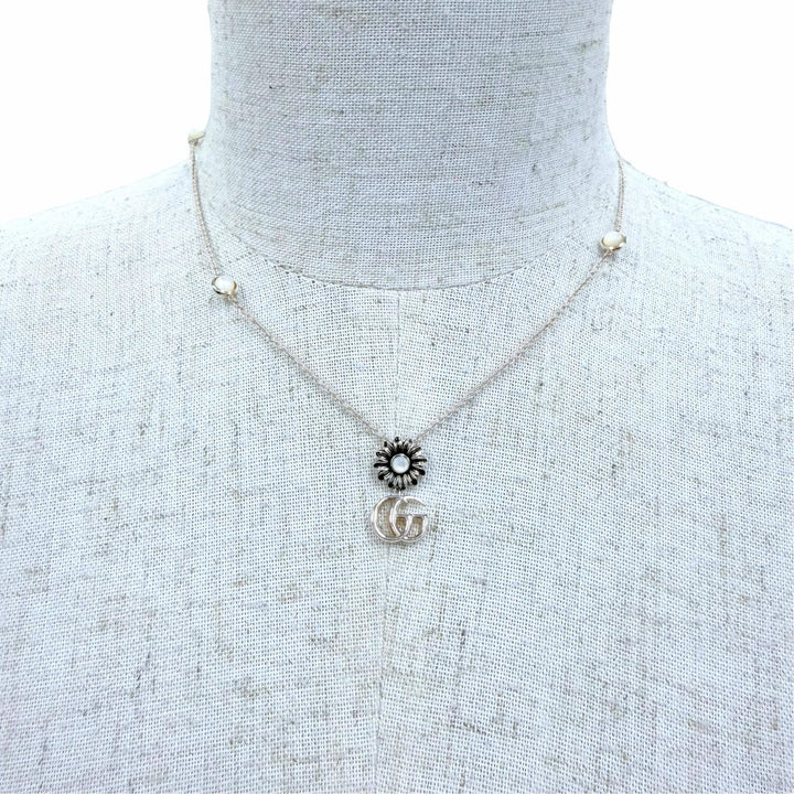 Great GUCCI Necklace Double G Necklace Silver AG925 Women