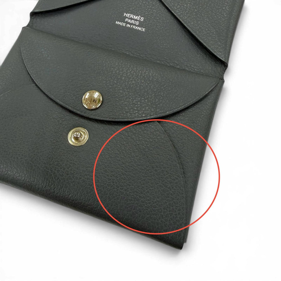 Great HERMES Coin case Calvi duo Serie Metal Evercolor Leather Women