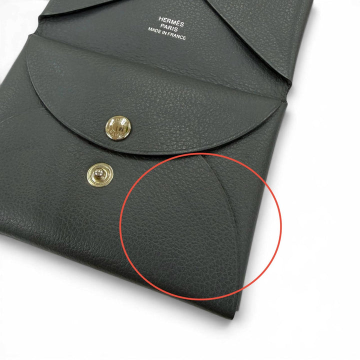 Great HERMES Coin case Calvi duo Serie Metal Evercolor Leather Women