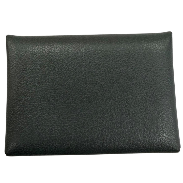 Great HERMES Coin case Calvi duo Serie Metal Evercolor Leather Women