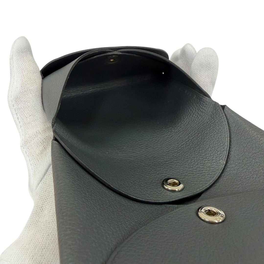 Great HERMES Coin case Calvi duo Serie Metal Evercolor Leather Women