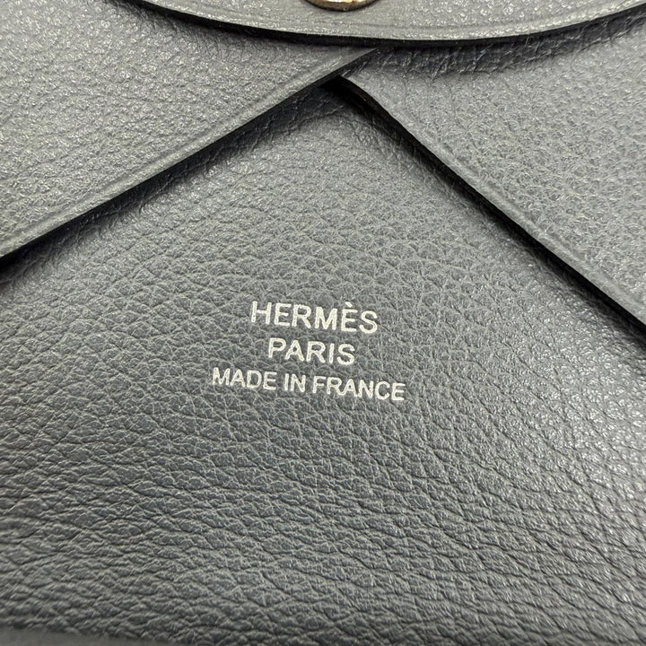 Great HERMES Coin case Calvi duo Serie Metal Evercolor Leather Women