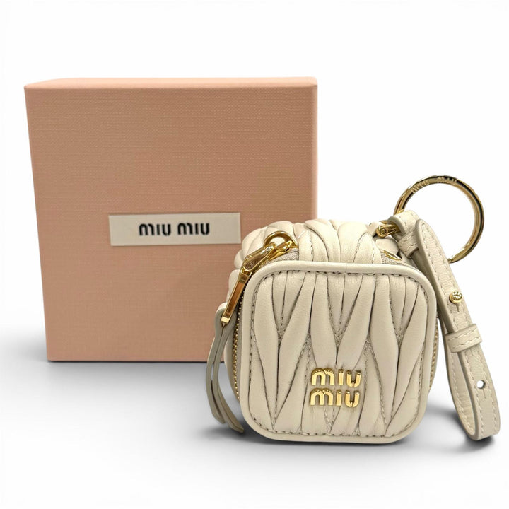 Excellent MIUMIU Bag charm beige Sheep leather Women 5TL527