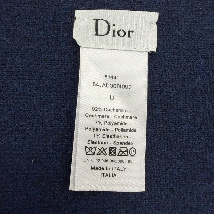 Excellent Christian Dior J'Adior scarf Logo design Navy cashmere 84JAD306I092