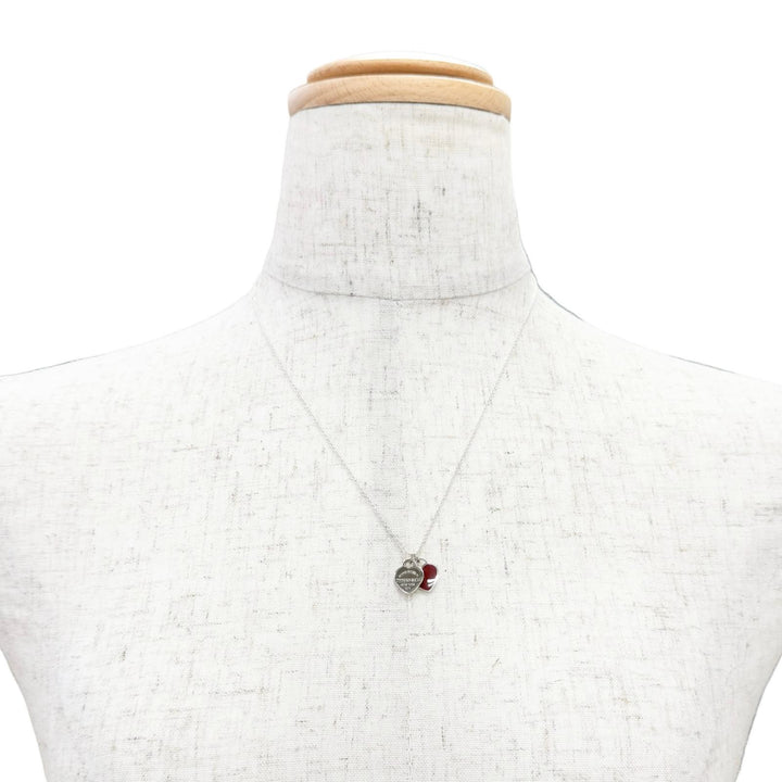 Excellent TIFFANY&Co. Necklace Mini Double Heart Tag Pendant Silver AG925 Women